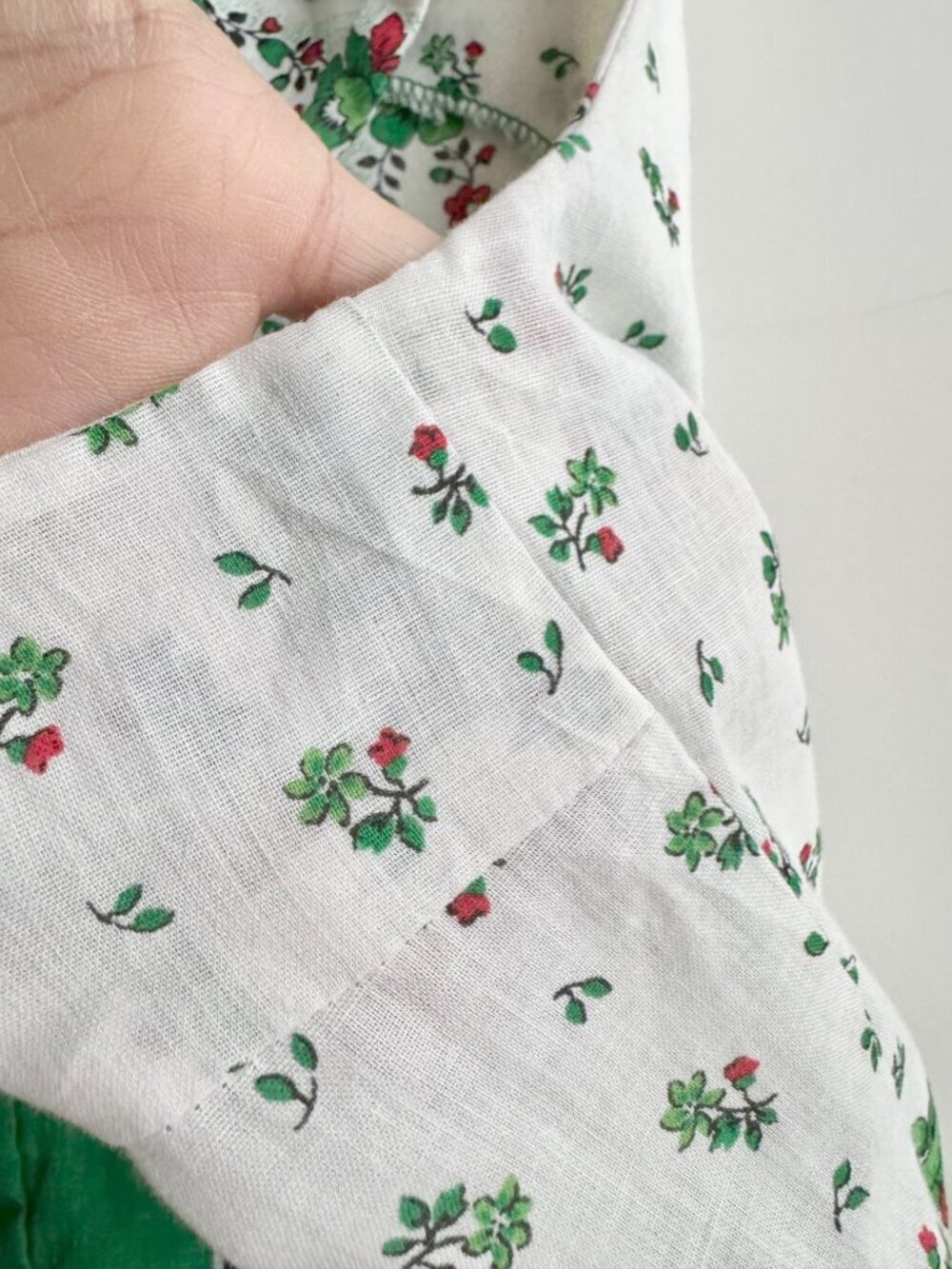 Vintage 80's JCPENNEY Green Floral Polycotton Law Fit & Flare Dress, Size 15/16 - Picture 7 of 15
